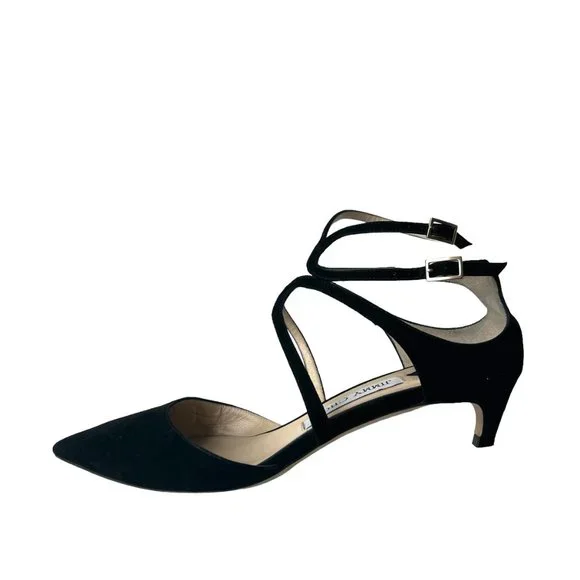 Jimmy Choo Black Suede Kitten Heels Sz37 - Picture 2 of 6